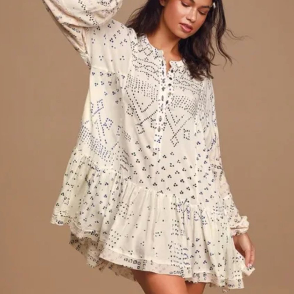 Free People Shibori Long Sleeve Tunic Dress